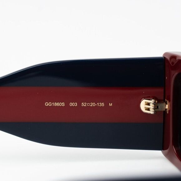 Gucci Women Sunglasses Burgundy Blue Rectangular GG1860S 003 BRAND NEW